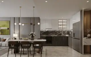Không gian nội thất tinh tế tại LUMIÈRE Midtown, lý tưởng cho cuộc sống sang trọng và hiện đại tại trung tâm TP.HCM.