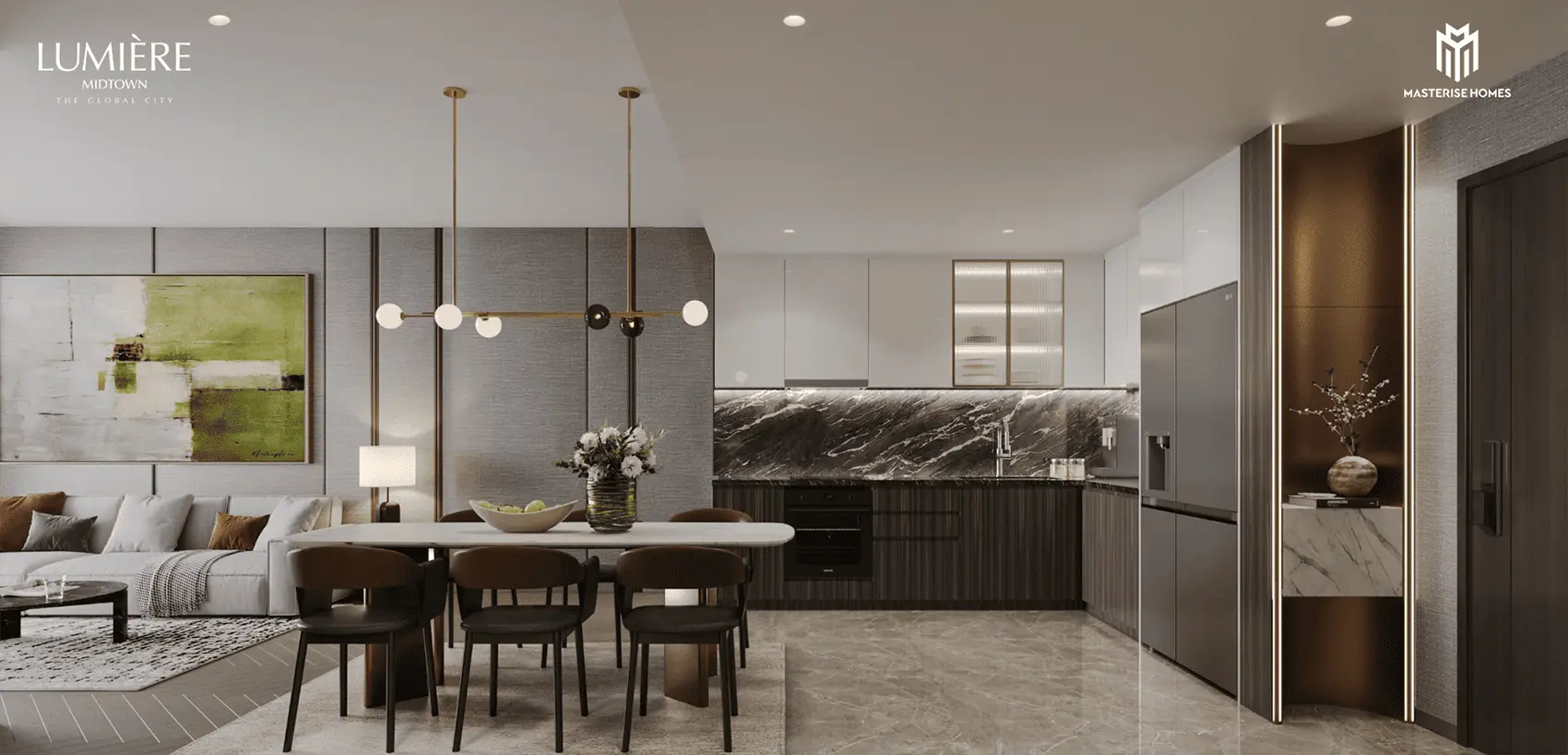 Không gian nội thất tinh tế tại LUMIÈRE Midtown, lý tưởng cho cuộc sống sang trọng và hiện đại tại trung tâm TP.HCM. LUMIÈRE Midtown – Kiệt tác sống đẳng cấp giữa tâm điểm phồn hoa mới