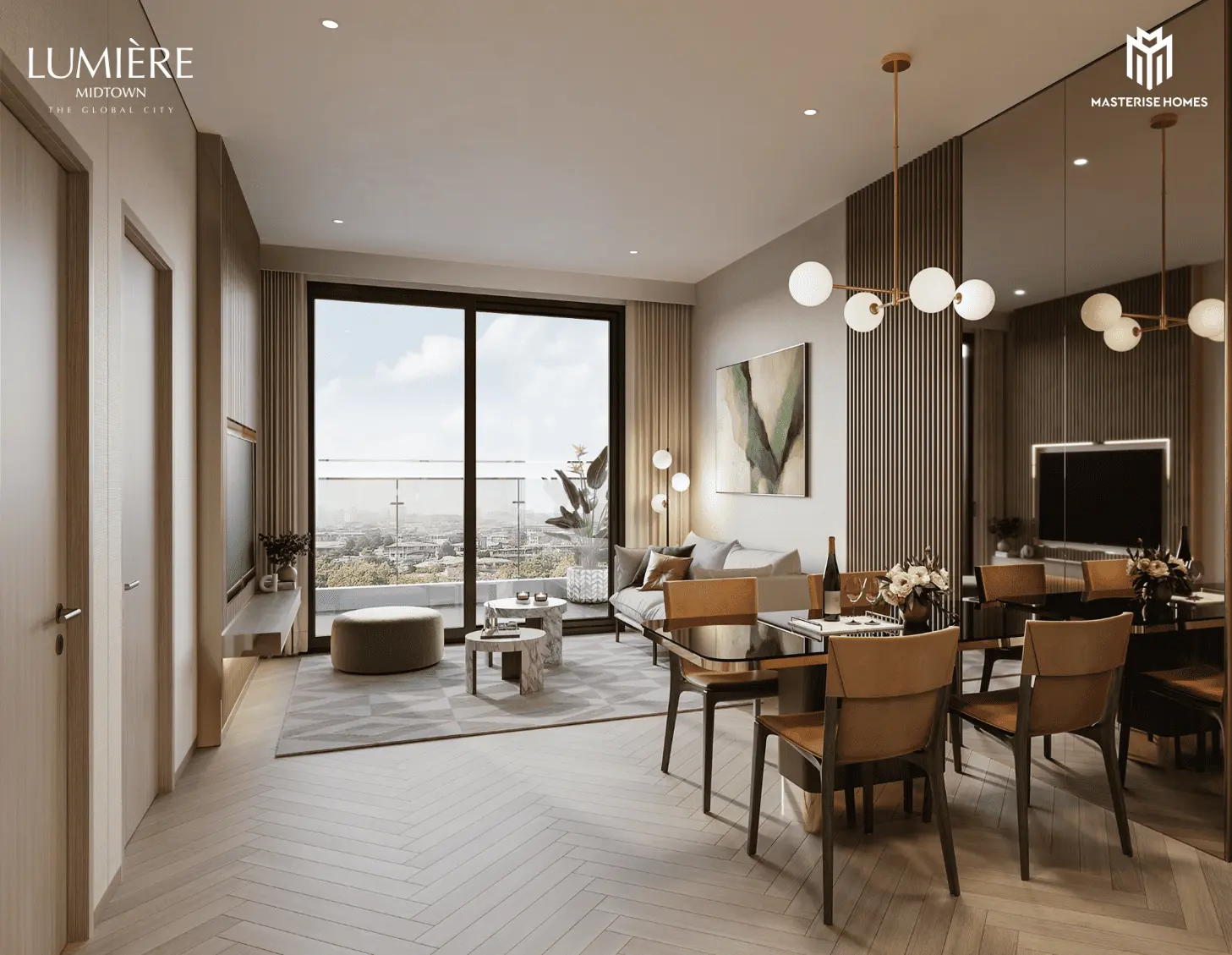 Không gian sống đẳng cấp tại LUMIÈRE Midtown với tầm nhìn khoáng đạt và nội thất tinh tế.