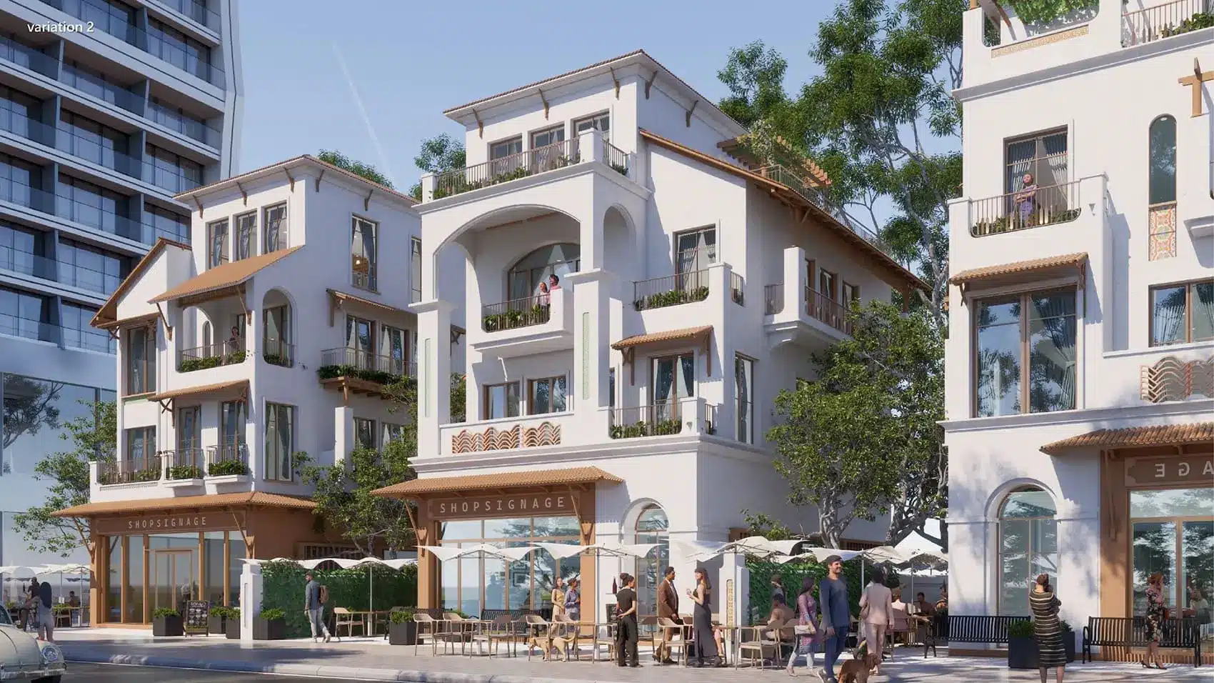 Khu phố French District tại Blanca City kết hợp nét cổ điển châu Âu và phong cách sống hiện đại.