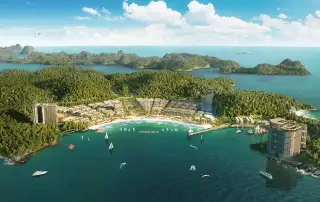 Toàn cảnh dự án Xanh Island Cát Bà với quy mô gần 50 ha, tiêu chuẩn quốc tế và kiến trúc độc đáo.